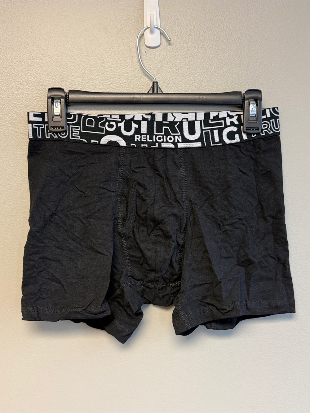 True Religion Men’s Boxer Briefs Black Logo Waistband Size M 32-34